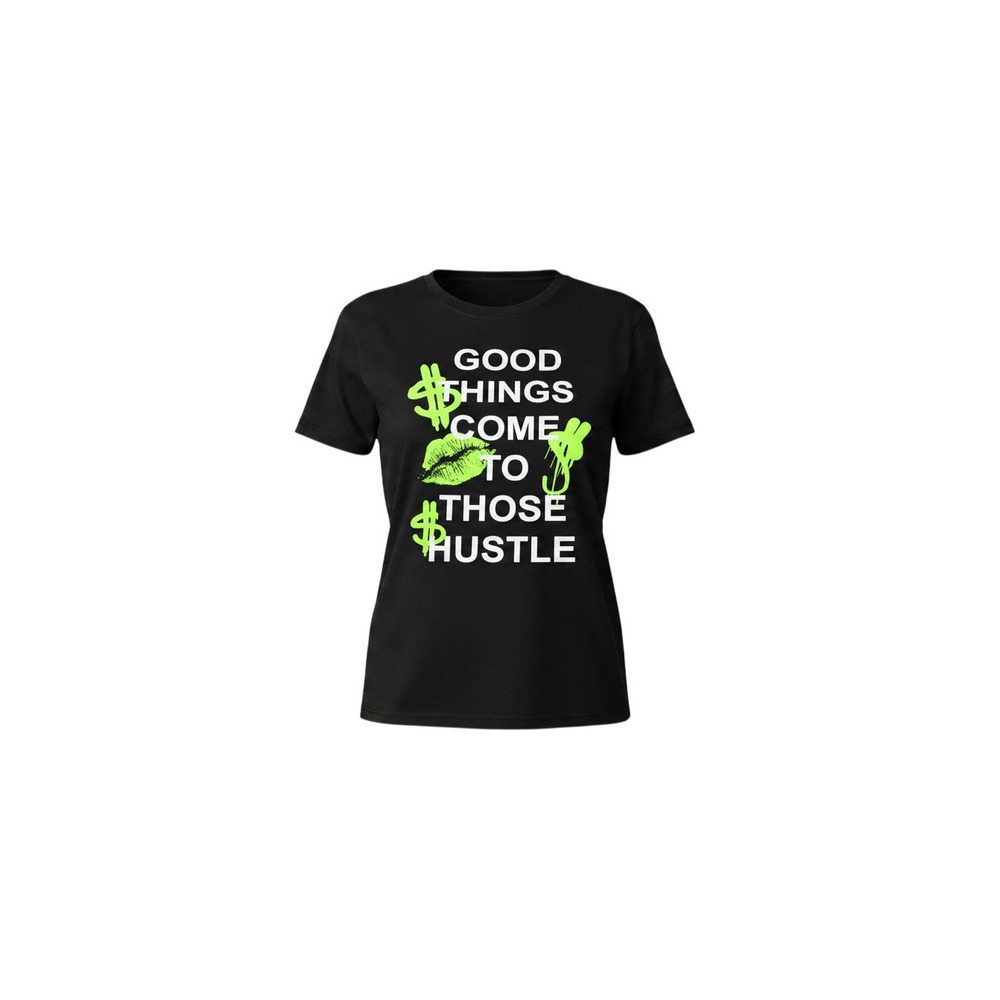 Rock Rose Couture T-Shirt Women M Black New Hustle Graphic Tee ROS8163-7
